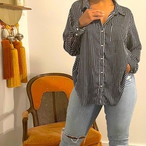Pajama style silky long shirt